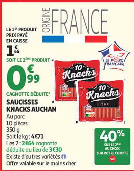 SAUCISSES KNACKS AUCHAN