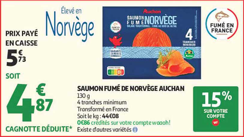 SAUMON FUMÉ DE NORVÈGE AUCHAN