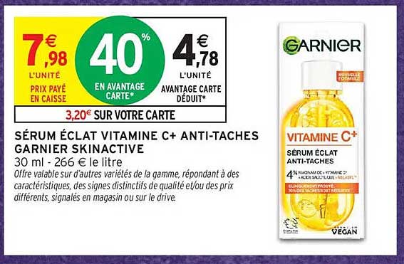 SÉRUM ÉCLAT VITAMINE C+ ANTI-TACHES GARNIER SKINACTIVE