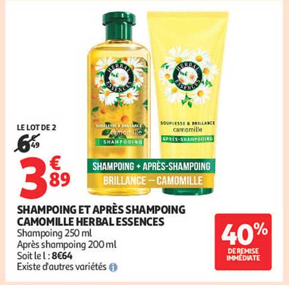 SHAMPOING ET APRÈS SHAMPOOING CAMOMILLE HERBAL ESSENCES