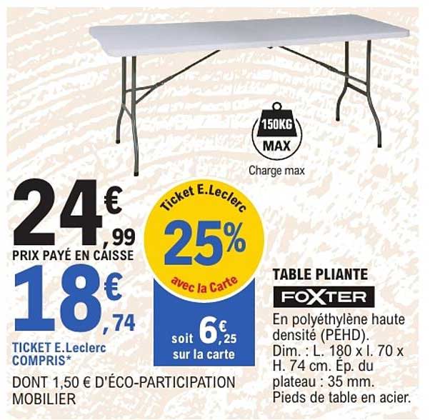 TABLE PLIANTE FOXTER