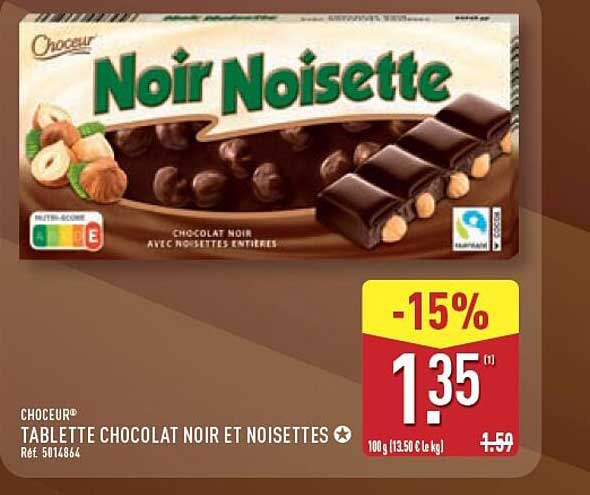 TABLETTE CHOCOLAT NOIR ET NOISETTES