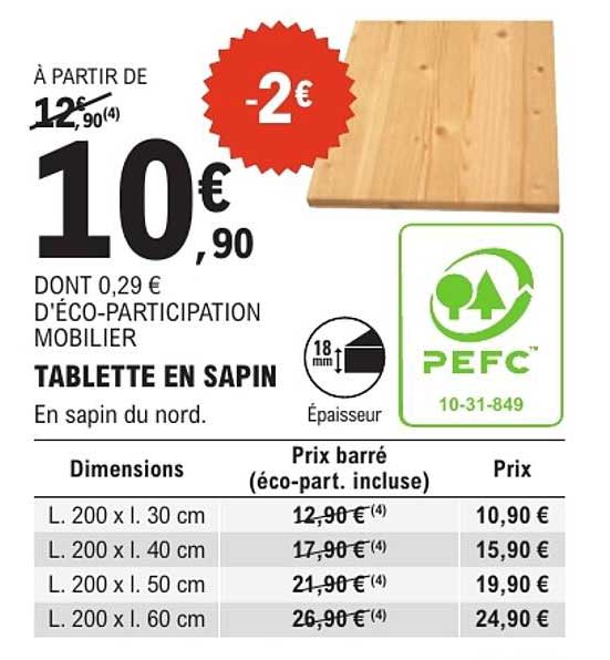 TABLETTE EN SAPIN