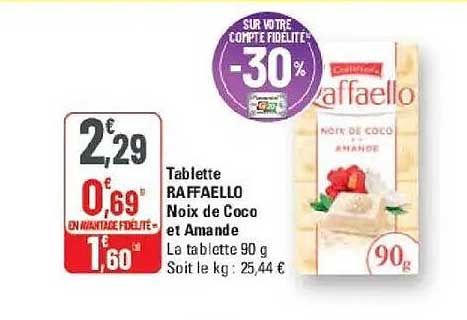 Tablette RAFAELLO Noix de Coco et Amande