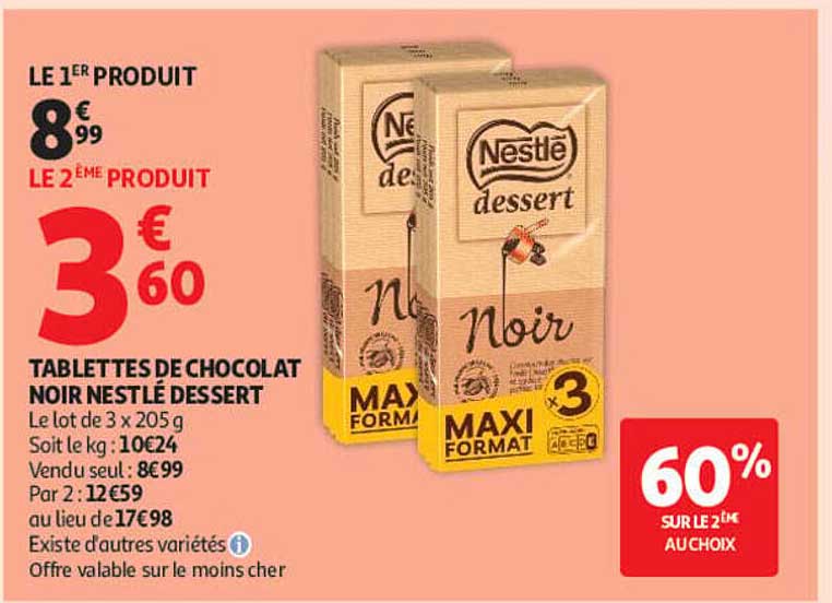 TABLETTES DE CHOCOLAT NOIR NESTLÉ DESSERT