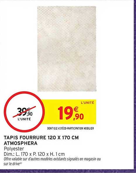 TAPIS FOURRURE 120 X 170 CM ATMOSPHERA