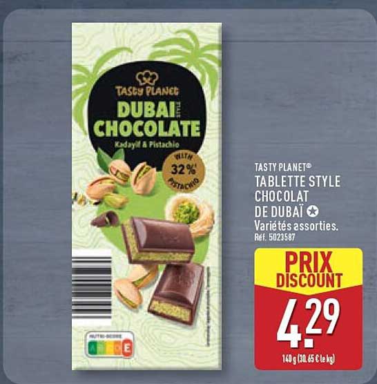 TASTY PLANET® TABLETTE STYLE CHOCOLAT DE DUBAÏ Variétés assorties. Réf. 5023587