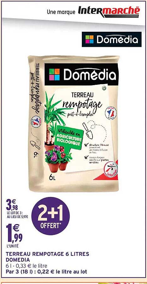 TERREAU REMPOTAGE 6 LITRES DOMEDIA