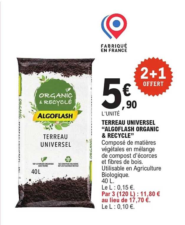 TERREAU UNIVERSEL “ALGOFLASH ORGANIC & RECYCLE”