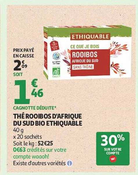 THÉ ROOIBOS D'AFRIQUE DU SUD BIO ETHIQUABLE