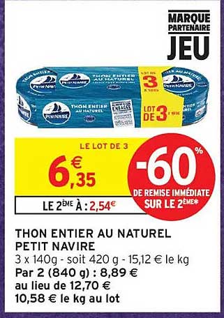 THON ENTIER AU NATUREL PETIT NAVIRE