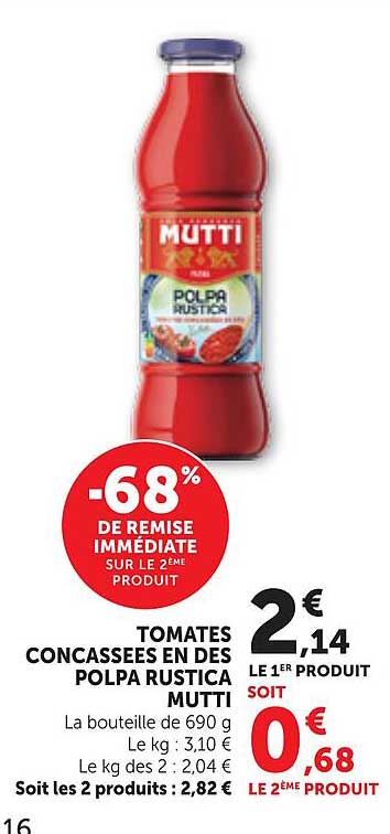 TOMATES CONCASSEES EN DES POLPA RUSTICA MUTTI