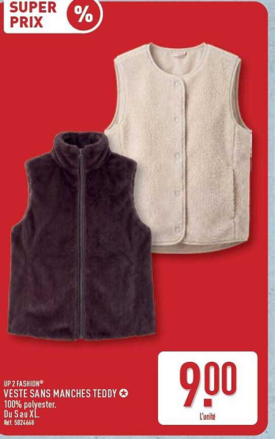 UP2 FASHION® VESTE SANS MANCHES TEDDY
