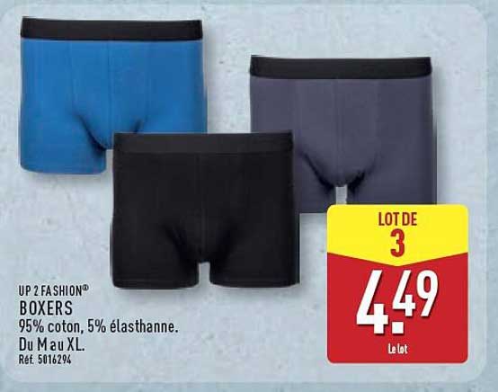 UP2FASHION BOXERS 95% coton, 5% élasthanne. Du M au XL. Réf. 5016294