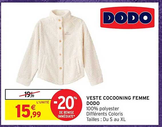 VESTE COCOONING FEMME DODO