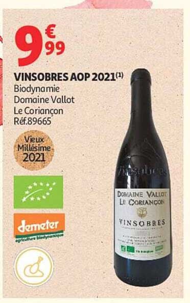 VINSOBRES AOP 2021(1) Biodynamie Domaine Vallot Le Coriançon Réf.89665