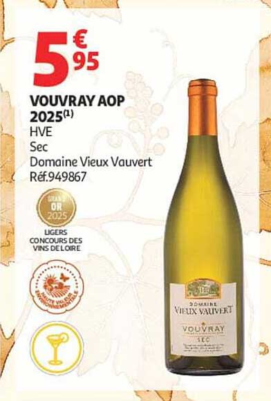 VOUVRAY AOP 2025(1) HVE Sec Domaine Vieux Vauvert Réf:949867