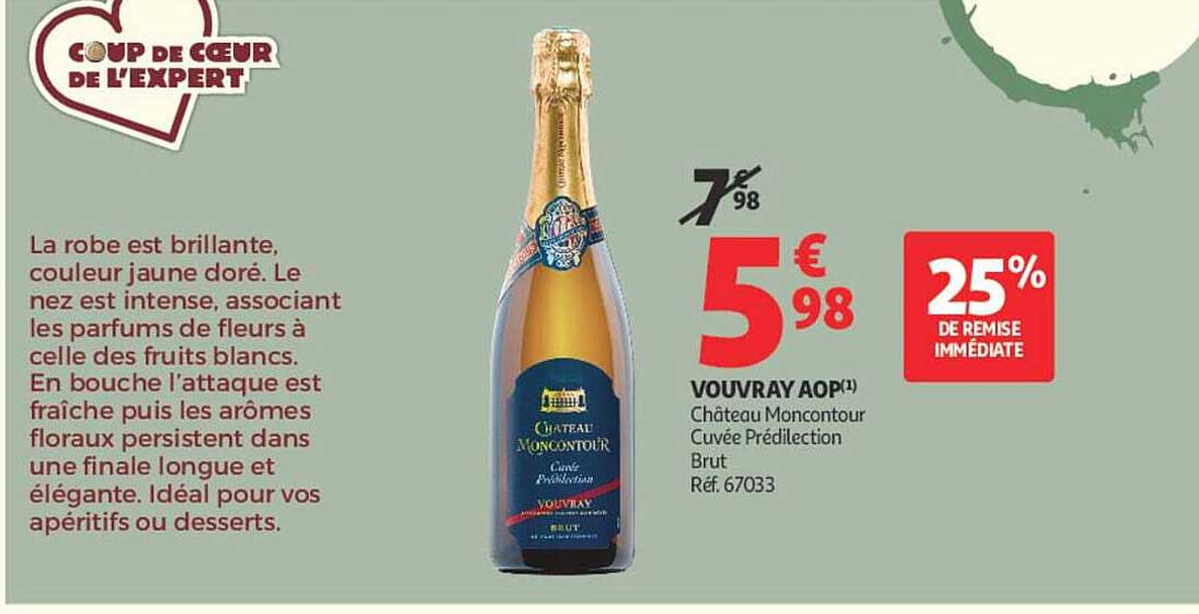 VOUVRAY AOP(1) Château Moncontour Cuvée Prédilection Brut Réf. 67033