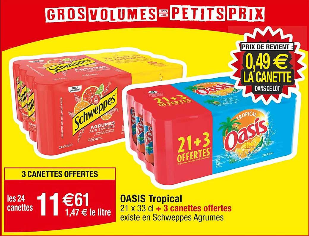 Schweppes Agrumes aux saveurs
Oasis Tropical