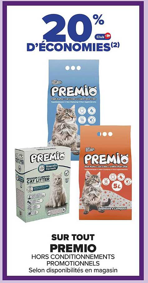 20% D'ÉCONOMIES SUR TOUT PREMIO