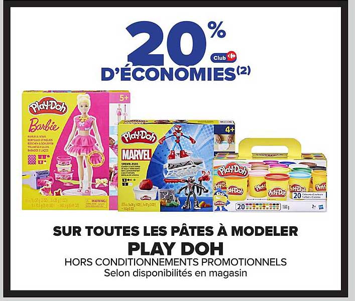 20% d’économies sur toutes les pâtes à modeler PLAY DOH