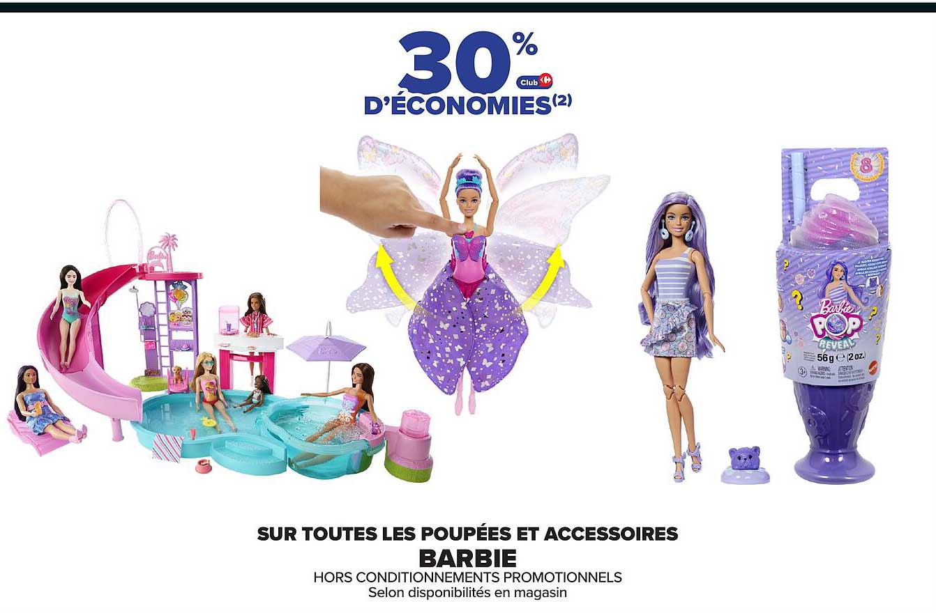 30% d'économies sur toutes les poupées et accessoires Barbie