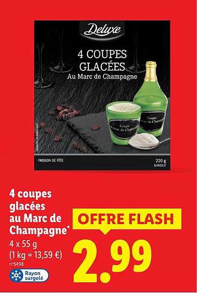 4 COUPES GLACÉES AU MARC DE CHAMPAGNE