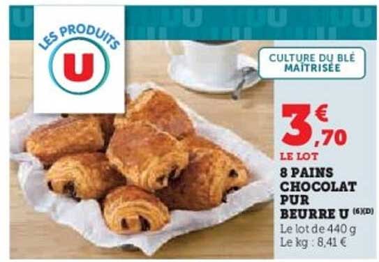 8 PAINS CHOCOLAT PUR BEURRE U