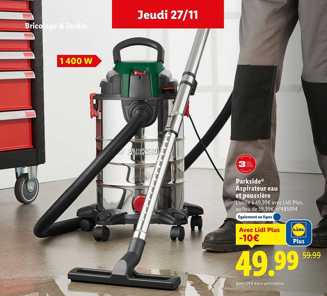 Aspirateur eau et poussière Parkside
