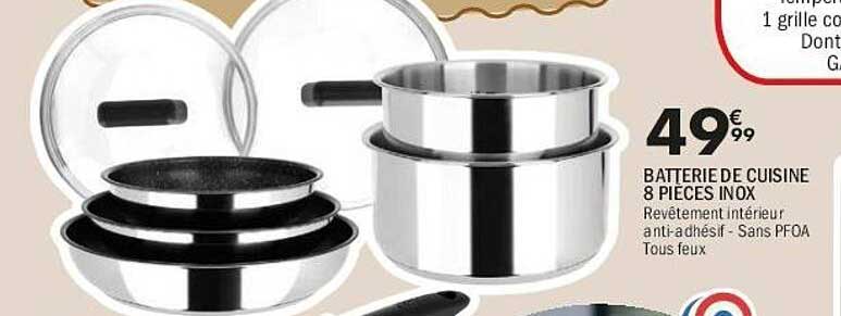 BATTERIE DE CUISINE 8 PIÈCES INOX