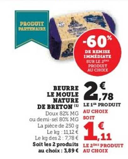 BEURRE LE MOULE NATURE DE BRETON