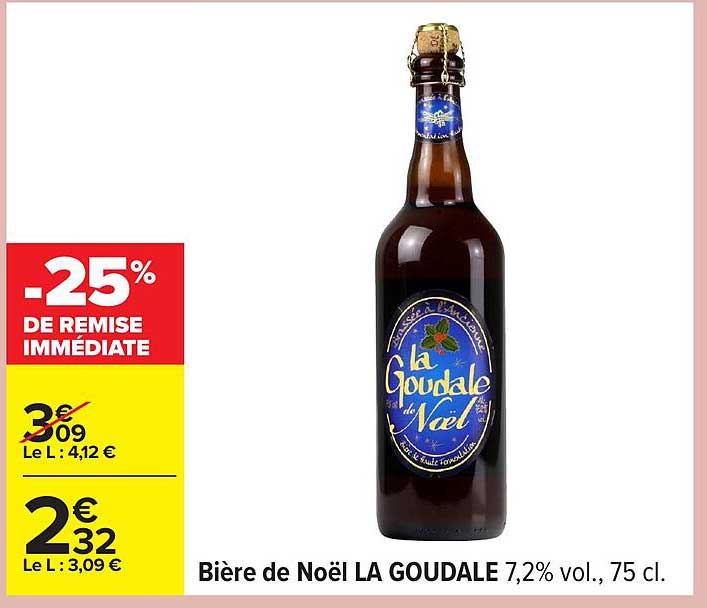 Bière de Noël LA GOUDALE 7,2% vol., 75 cl.