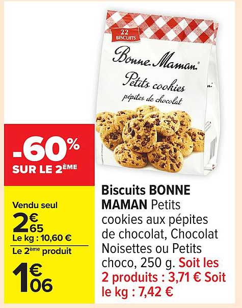 Biscuits BONNE MAMAN Petits cookies aux pépites de chocolat