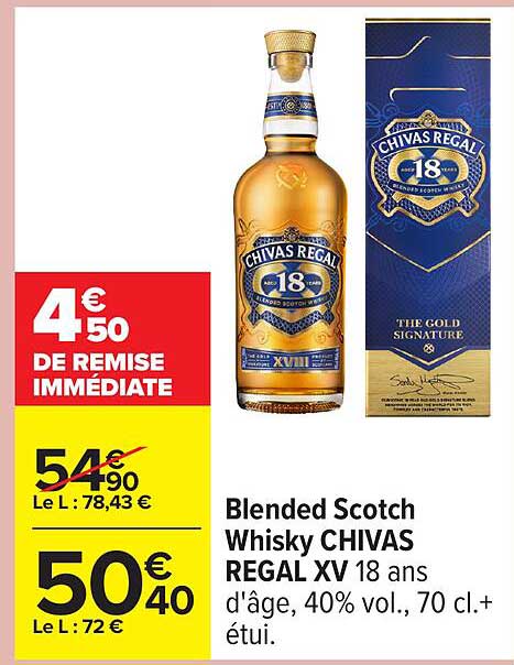 Blended Scotch Whisky CHIVAS REGAL XV 18 ans d'âge, 40% vol., 70 cl.+ étui