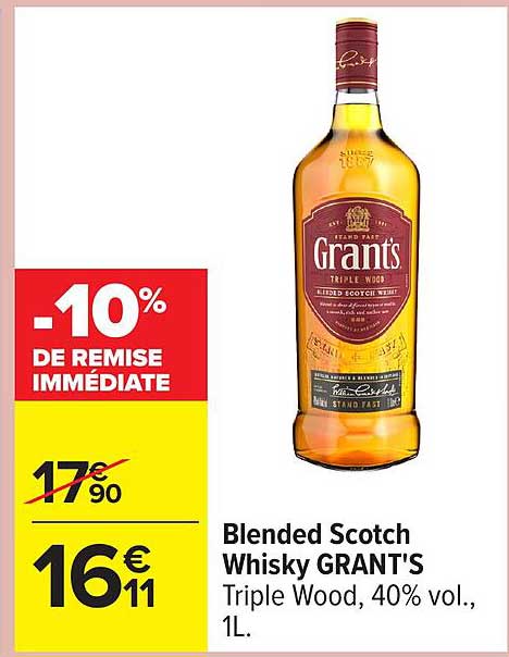 Blended Scotch Whisky GRANT'S Triple Wood, 40% vol., 1L