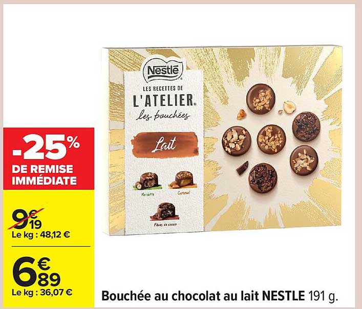 Bouchée au chocolat au lait NESTLE 191 g.