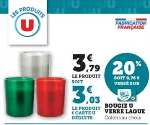 BOUGIE U VERRE LAQUE