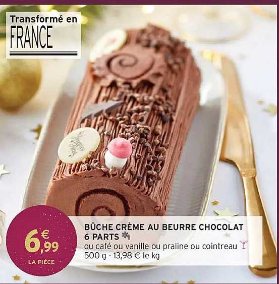 BÛCHE CRÈME AU BEURRE CHOCOLAT 6 PARTS