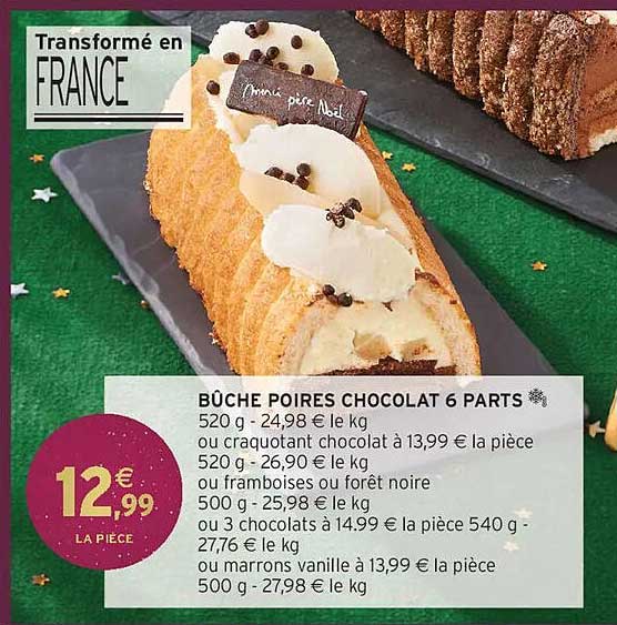 BÛCHE POIRES CHOCOLAT 6 PARTS
