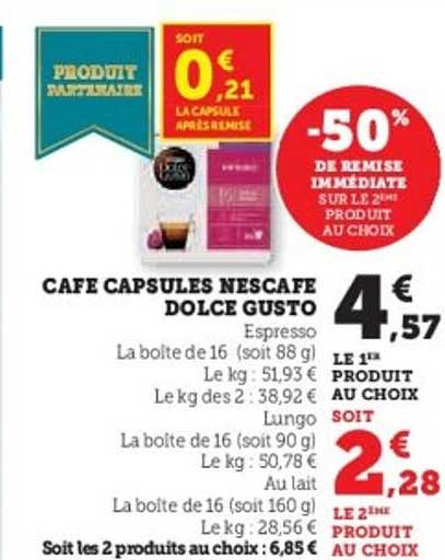 CAFE CAPSULES NESCAFE DOLCE GUSTO