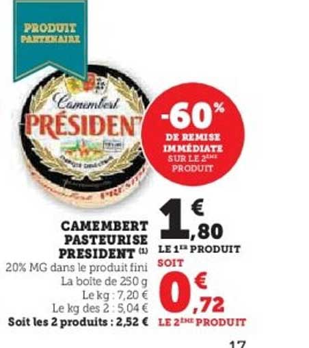 CAMEMBERT PASTEURISE PRESIDENT