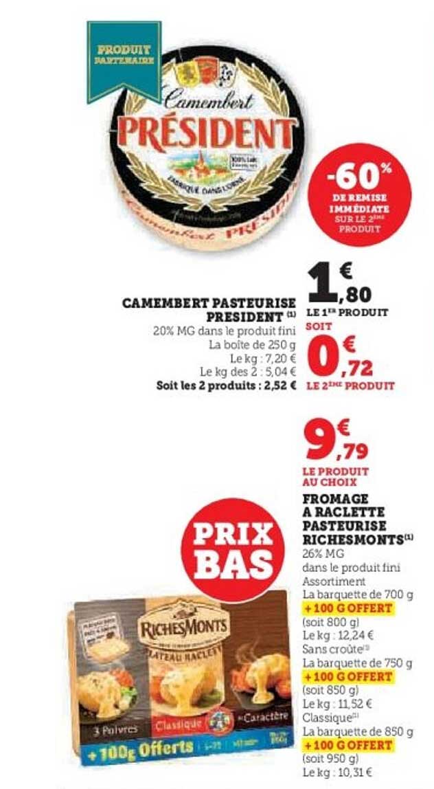 CAMEMBERT PASTEURISE PRESIDENT