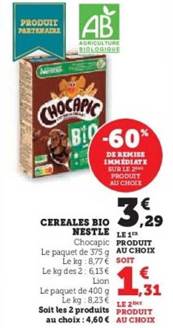Céréales Bio Nestlé Chocapic
