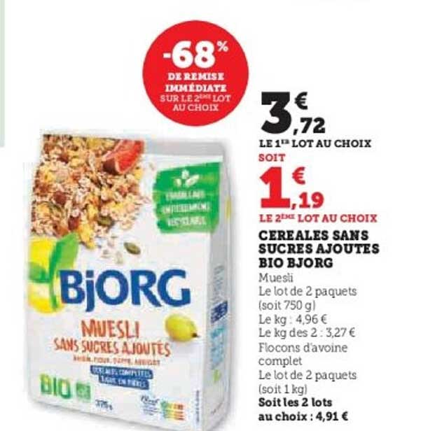 CÉRÉALES SANS SUCRES AJOUTÉS BIO BJORG