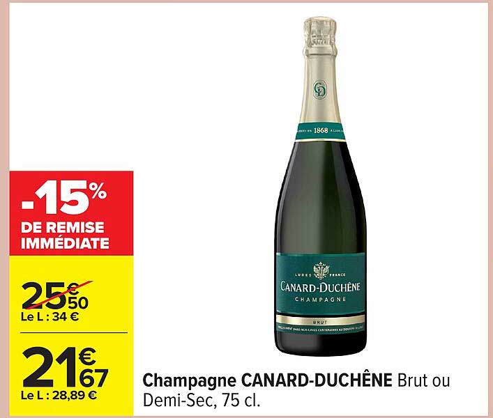 Champagne CANARD-DUCHÊNE Brut ou Demi-Sec, 75 cl.