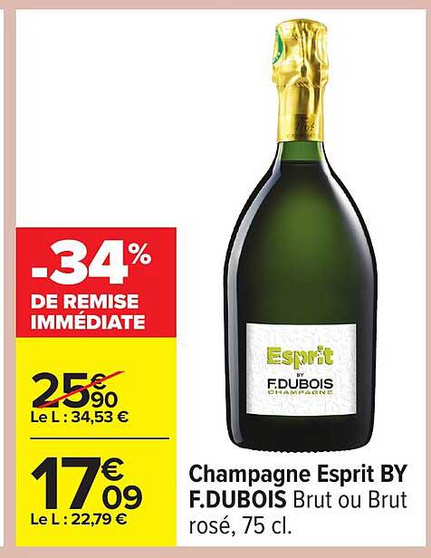 Champagne Esprit BY F.DUBOIS Brut ou Brut rosé, 75 cl.