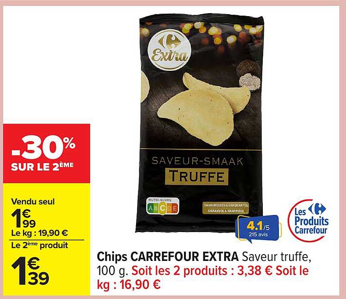 Chips CARREFOUR EXTRA Saveur truffe, 100 g