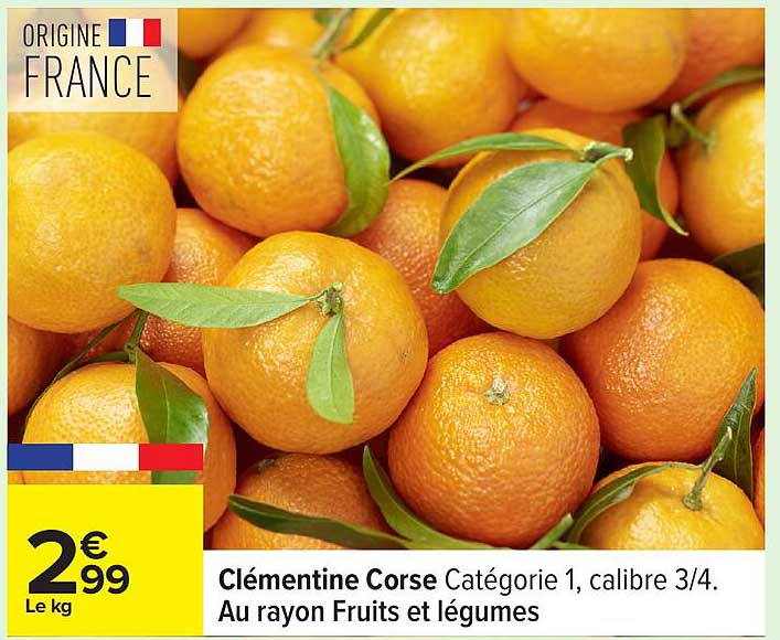 Clémentine Corse Catégorie 1, calibre 3/4