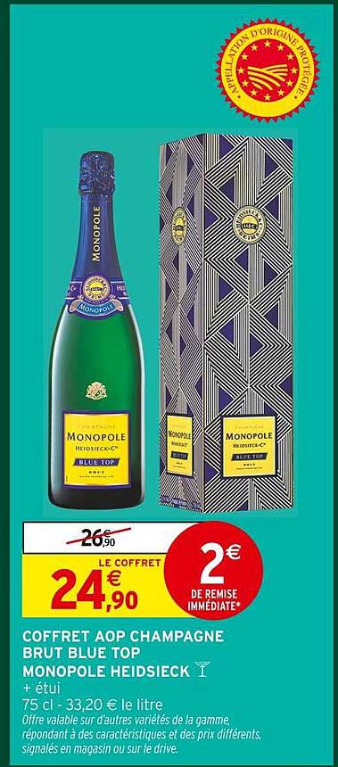 COFFRET AOP CHAMPAGNE BRUT BLUE TOP MONOPOLE HEIDSIECK