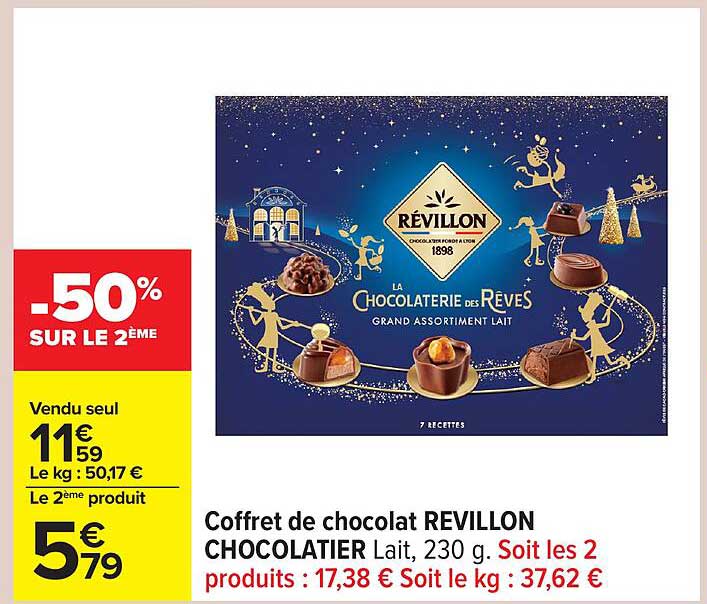 Coffret de chocolat RÉVILLON CHOCOLATIER Lait, 230 g.